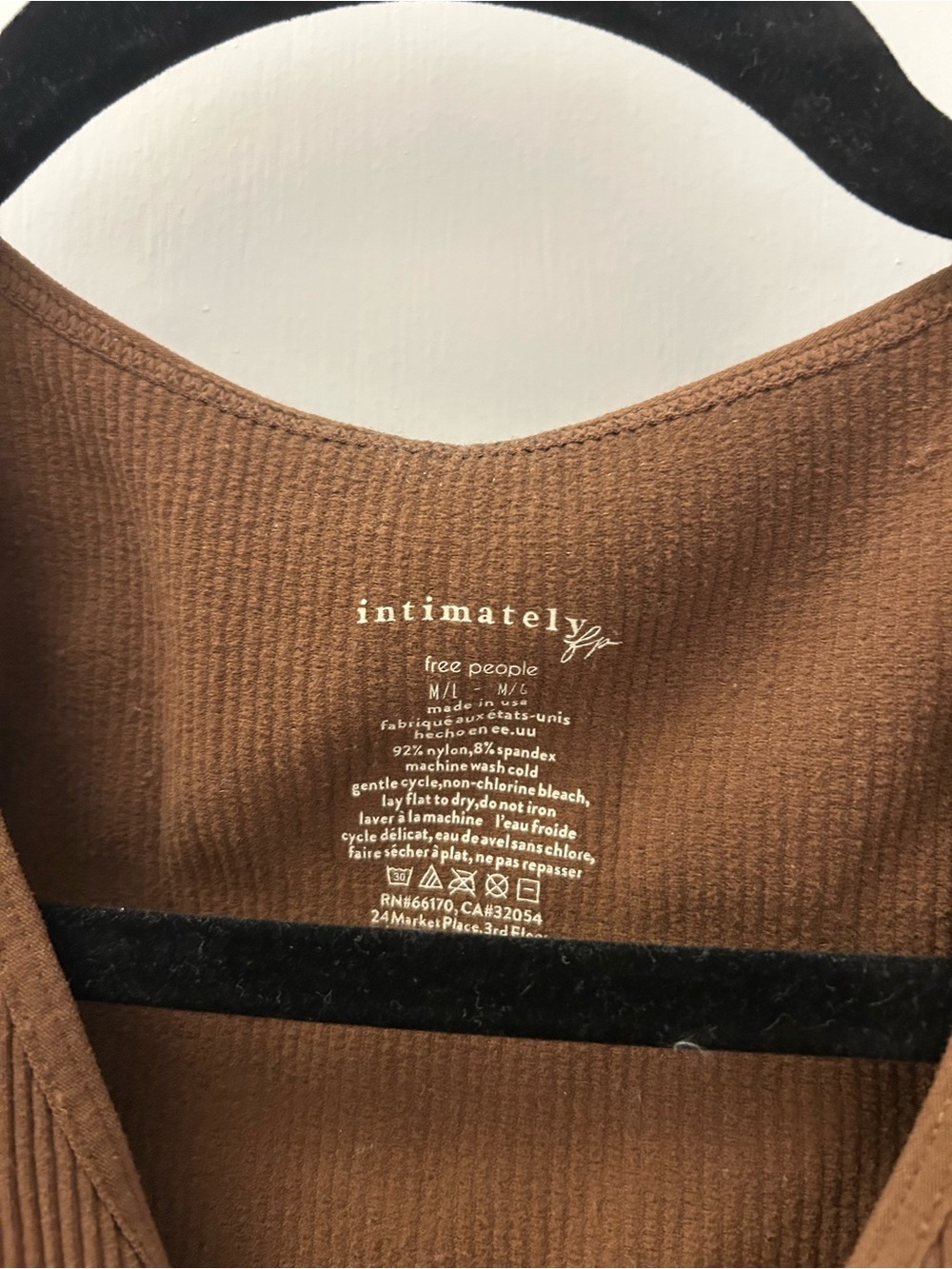 Free People Ribbed Brown One‑Piece Bodysuit with V‑Neck - Picture 3 of 3
